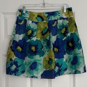 LOFT Vibrant Floral Mini Skirt - Blue and Green
